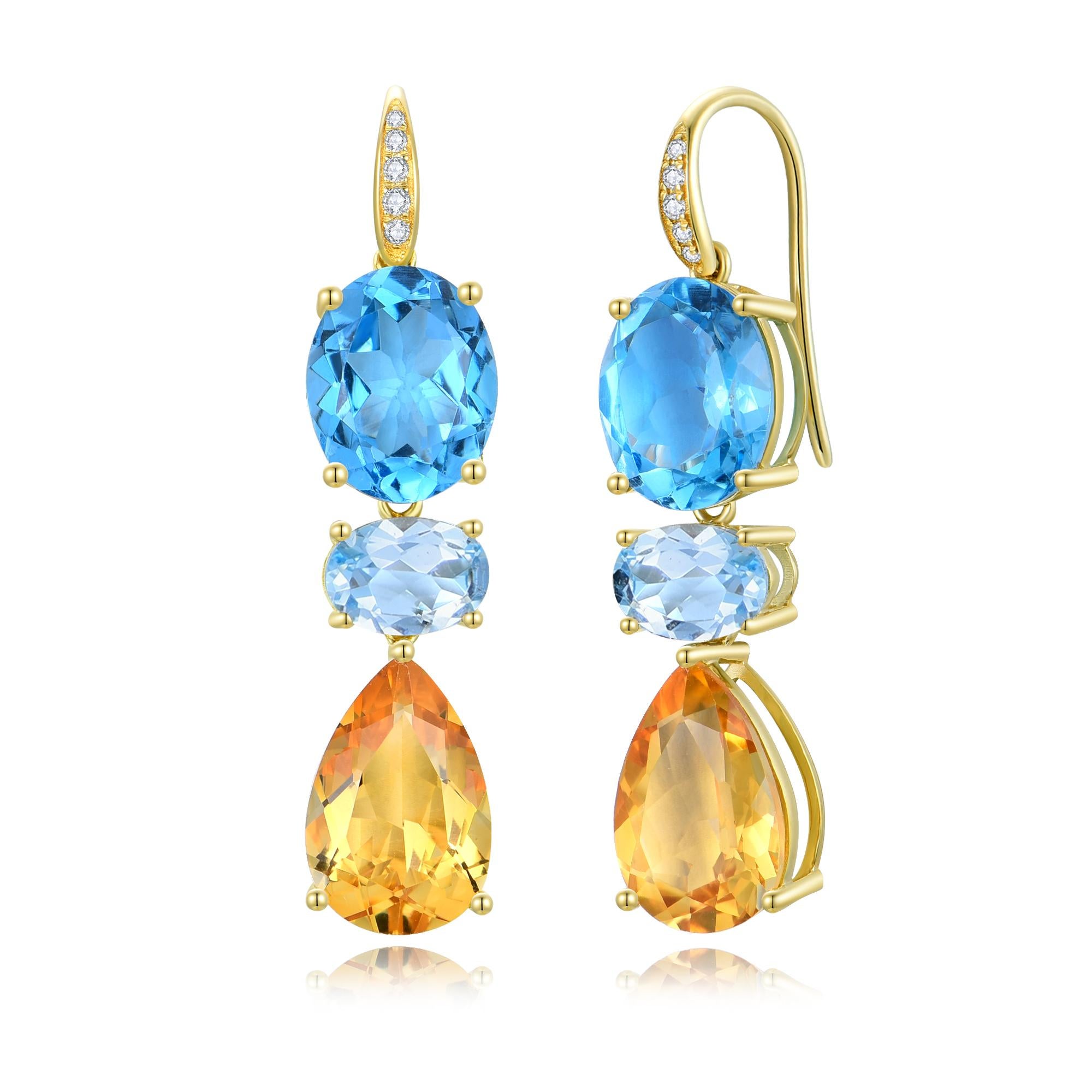 Donna Orecchini di perle barocche GemFusion 13,15ctw Topazio Acquamarina Citrino Diamante in vendita