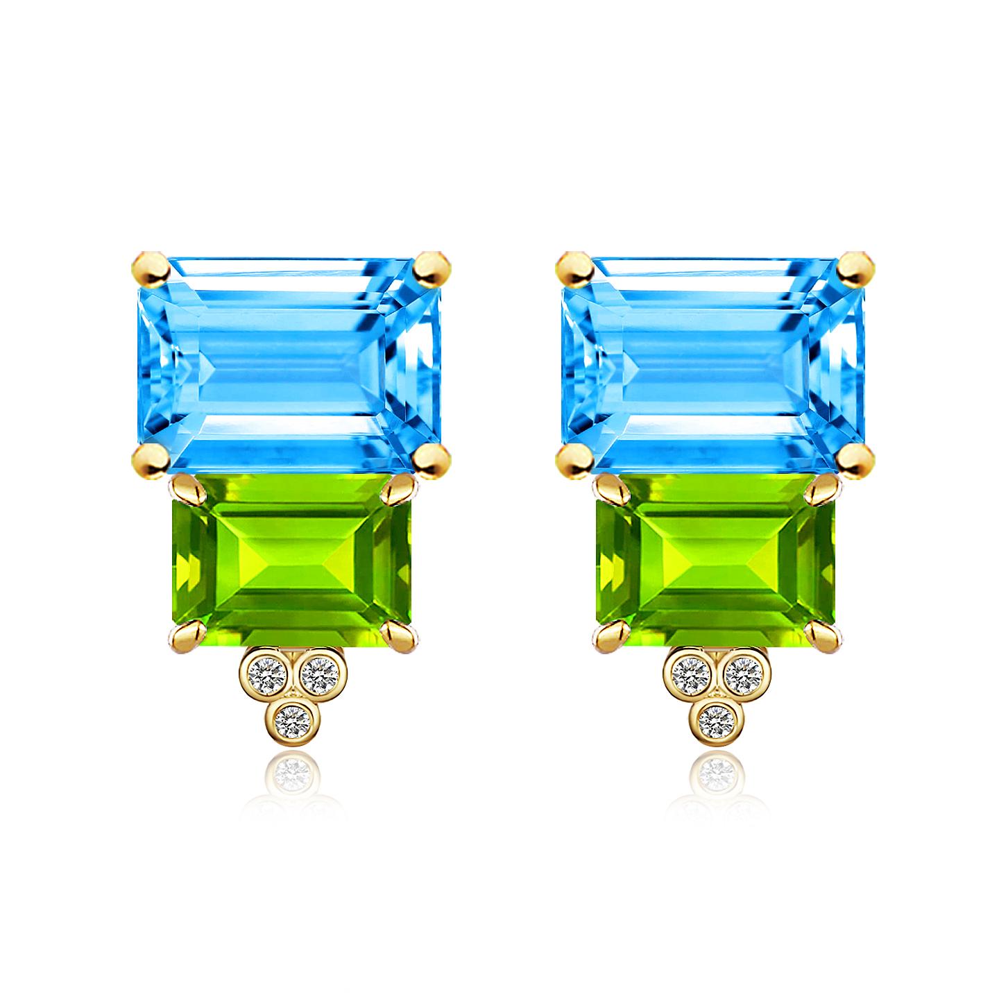 Orecchini a goccia convertibili con diamante e peridoto Topazio 17,03ctw GemFusion in vendita 1