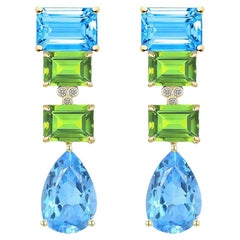 GemFusion 17,03ctw Topas Peridot Diamant Cabrio Tropfen Ohrringe
