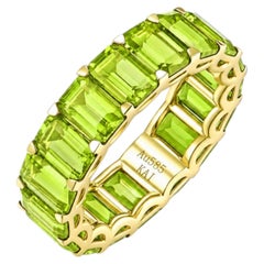 Kai Nora 9.50ctw Green Emerald-Cut Peridot Eternity Ring