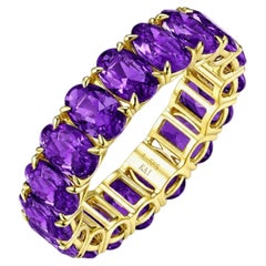 Kai Nora 7.60ctw Natural Oval Cut Amethyst Eternity Ring in 14K Solid Gold
