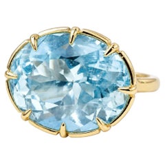 Kai – Einzigartiger, AIGS-zertifizierter 9,93-Karat-Santa-Maria-Aquamarin-Ring im Ost-West-Stil