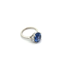 Platinum 6.72 Carat Heated Ceylon Sapphire & Diamond Ring