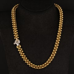 Used Chiampesan Italian 18 Karat Yellow Gold Solid Chunky Bead Link Necklace 