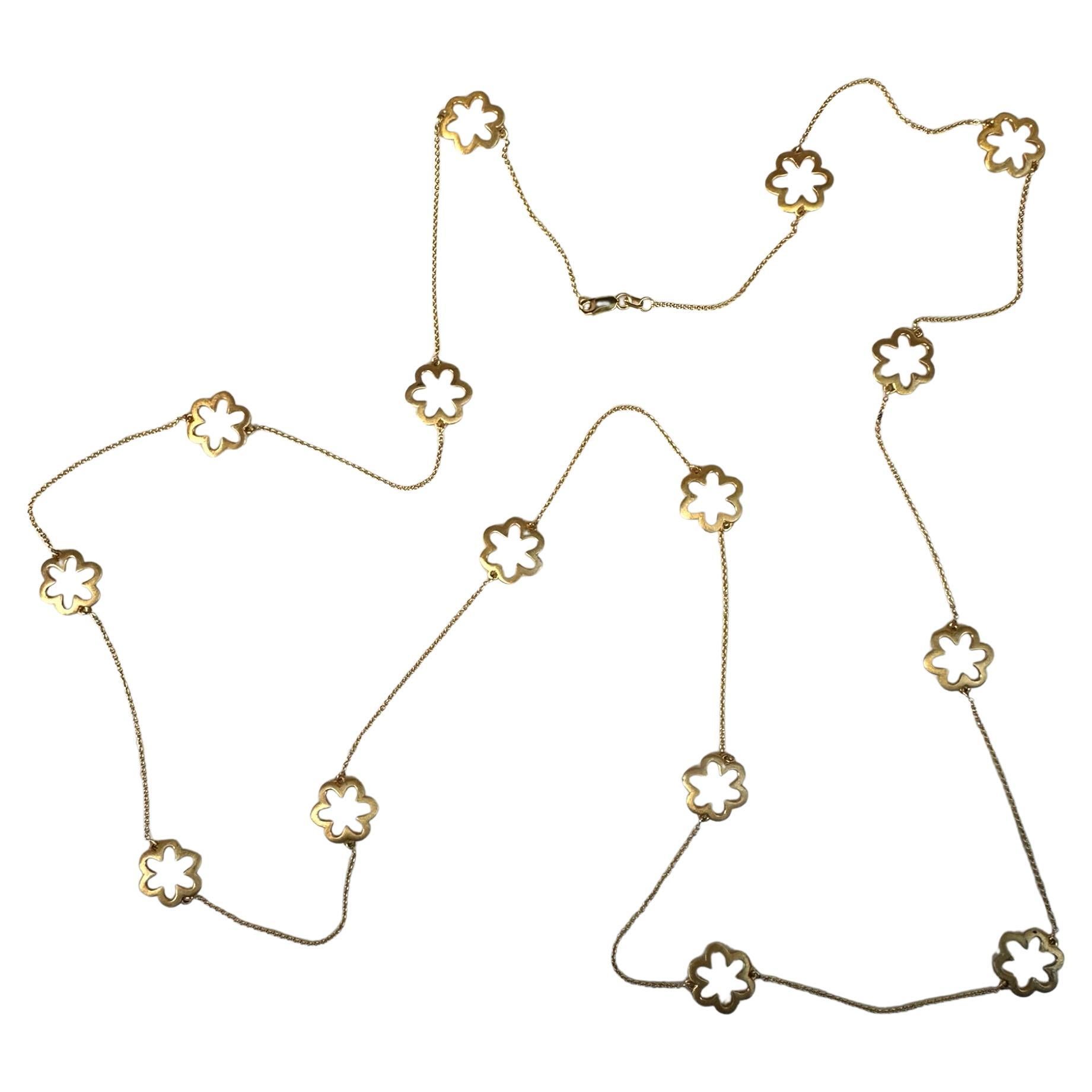 Halskette mit Blumenmotiv aus 14 Karat Gelbgold 39,50 Zoll im Angebot