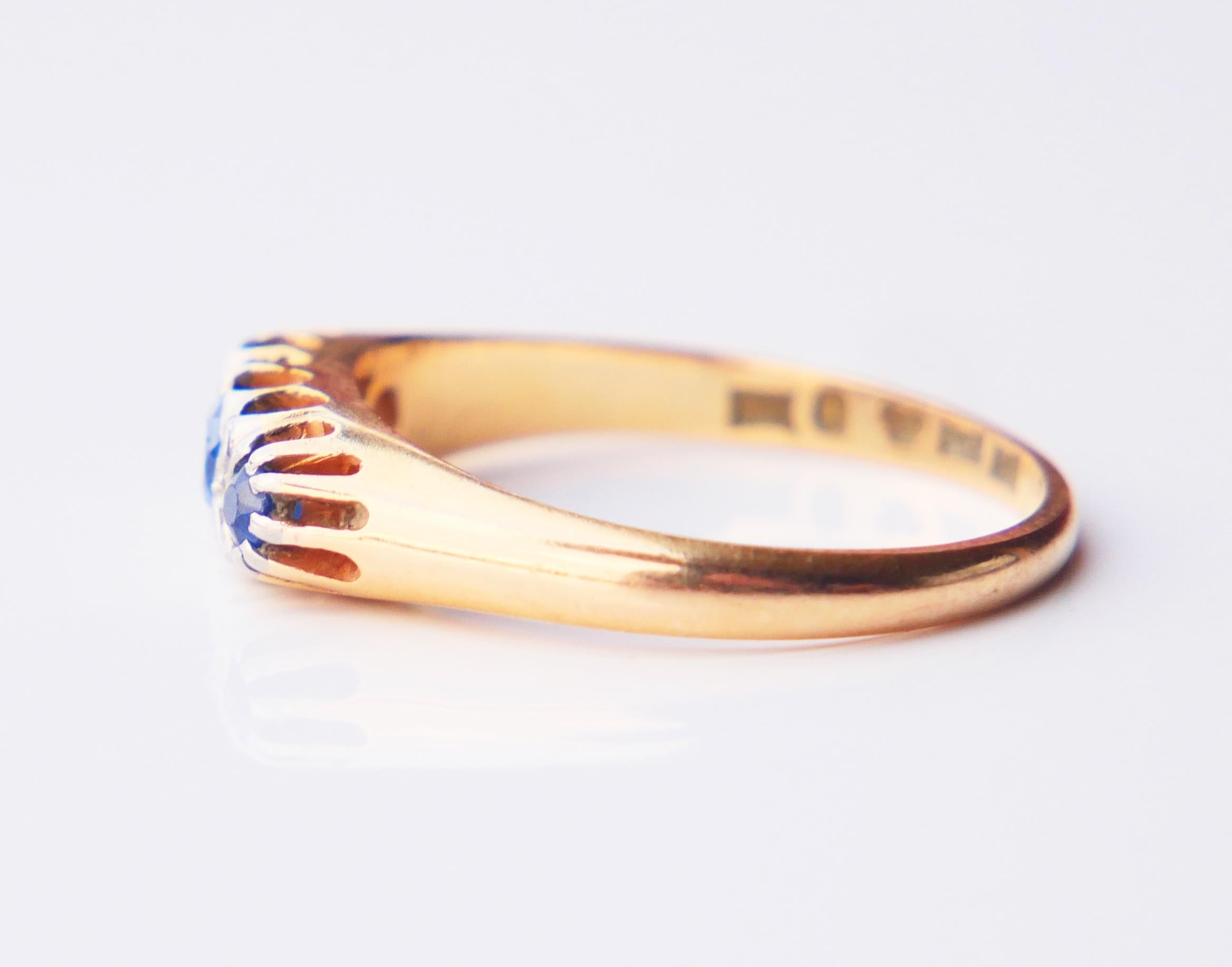 1957 Nordic Ring natural 0.6ctw Sapphire Diamonds 18K Gold Platinum ØUS8/ 3.65gr For Sale 6