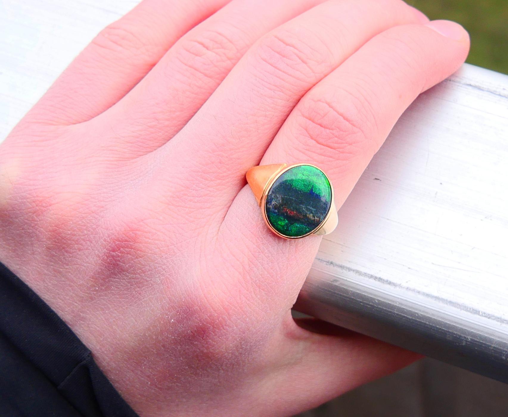 1989 Anello da uomo Opale tripletta in oro massiccio 18K Ø 9.75US / 6.6 gr in vendita 4