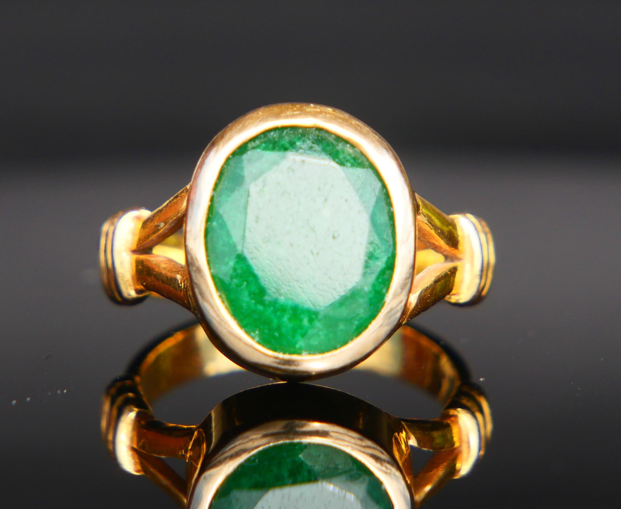 Antique Ring natural Green Jade solid 10K Yellow Gold Ø US 5 / 4 gr For Sale 5