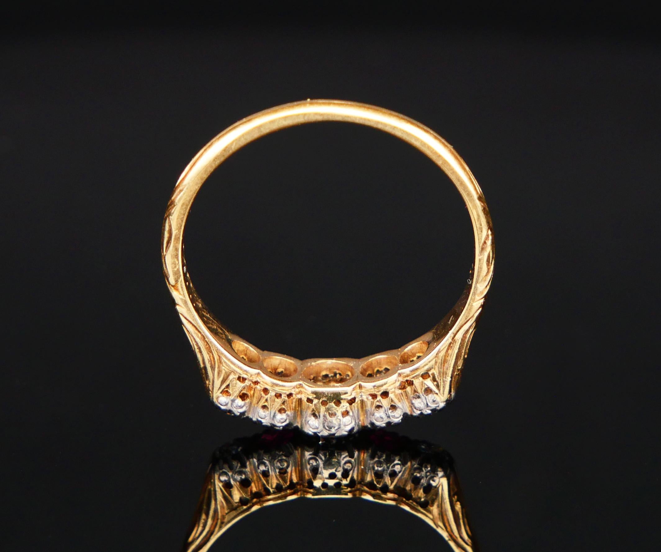 Bague ancienne Diamant naturel Rubis Bague en or jaune 14K 8.75US / 3.8gr en vente 3