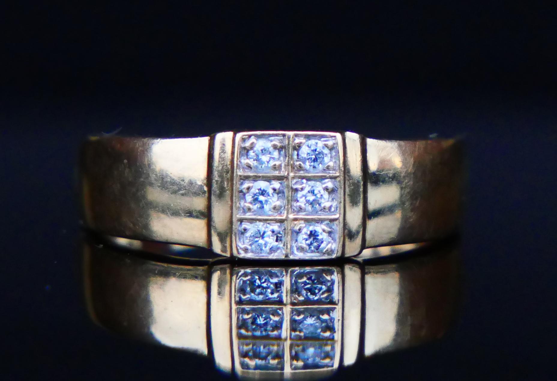 Rétro Anello Vintage Diamonds in oro massiccio 18 carati Ø 5 US/ 2,46 gr in vendita