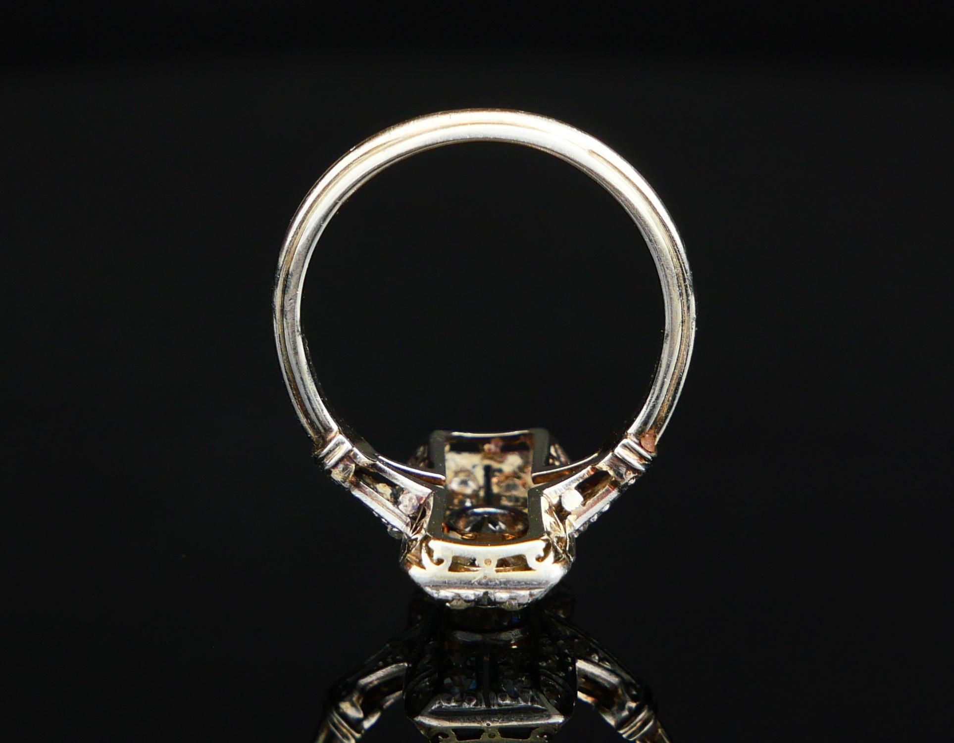 Taglio antico europeo Anello antico tedesco con diamanti naturali da 0,5 ctw in platino 18 carati ØUS 5,5 / 3,1gr in vendita