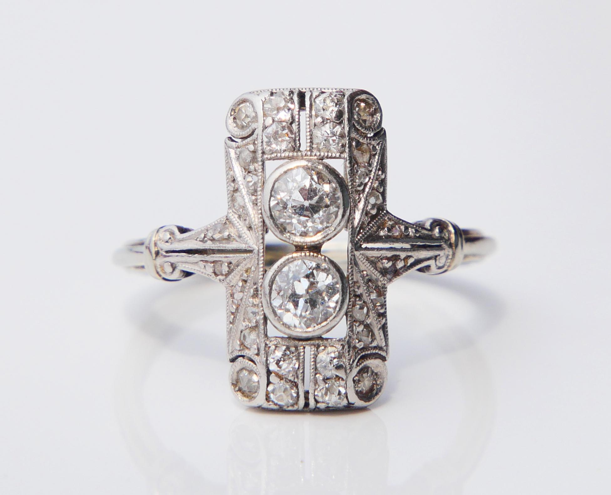 Anello antico tedesco con diamanti naturali da 0,5 ctw in platino 18 carati ØUS 5,5 / 3,1gr in vendita 4