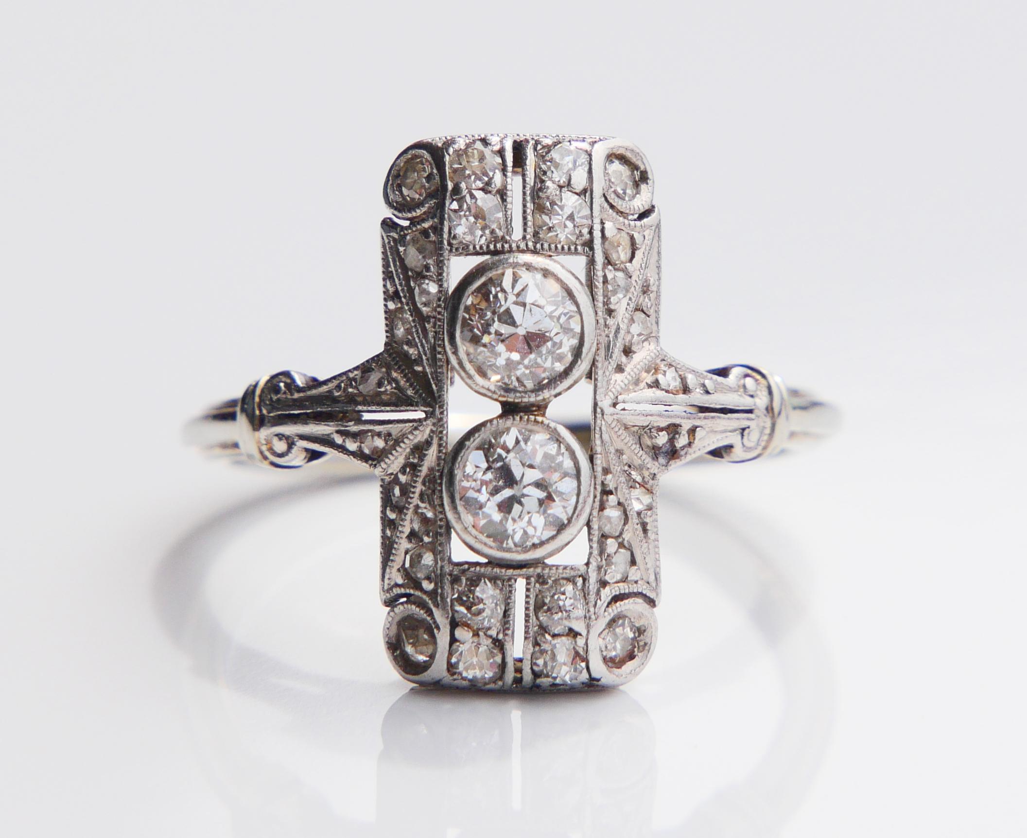 Anello antico tedesco con diamanti naturali da 0,5 ctw in platino 18 carati ØUS 5,5 / 3,1gr in vendita 5