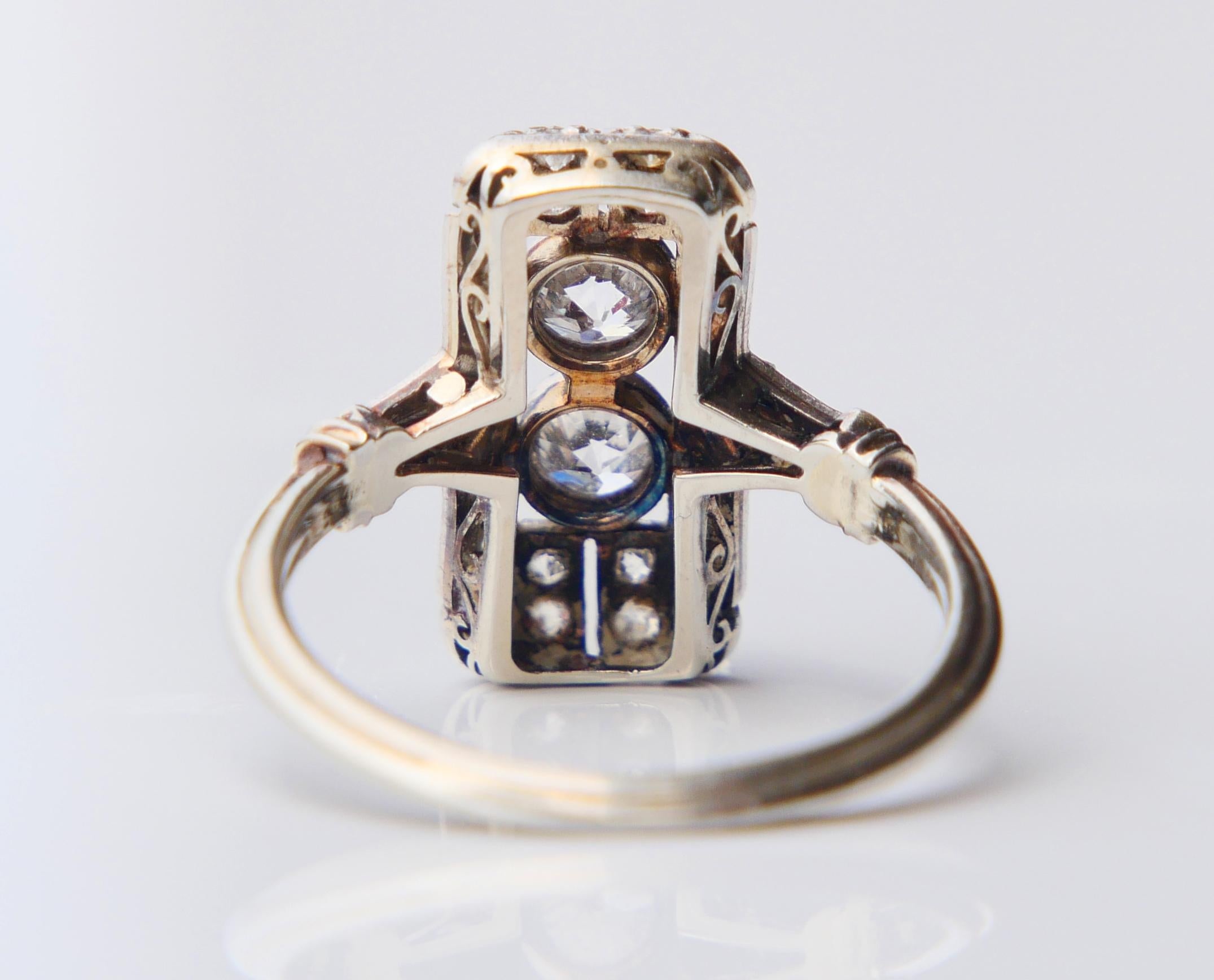 Anello antico tedesco con diamanti naturali da 0,5 ctw in platino 18 carati ØUS 5,5 / 3,1gr in vendita 6