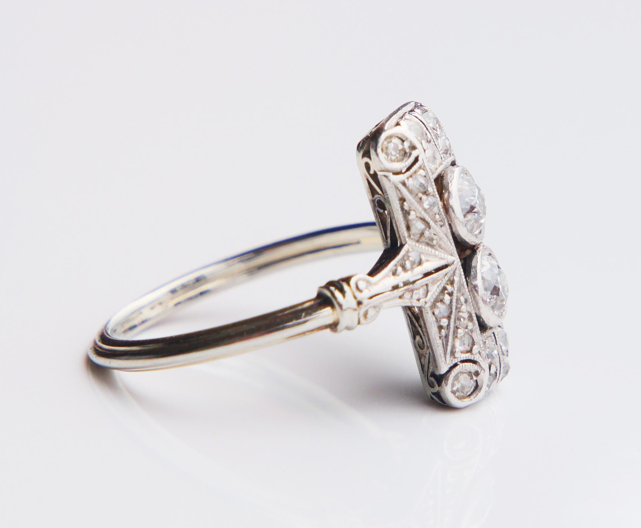 Anello antico tedesco con diamanti naturali da 0,5 ctw in platino 18 carati ØUS 5,5 / 3,1gr in vendita 8