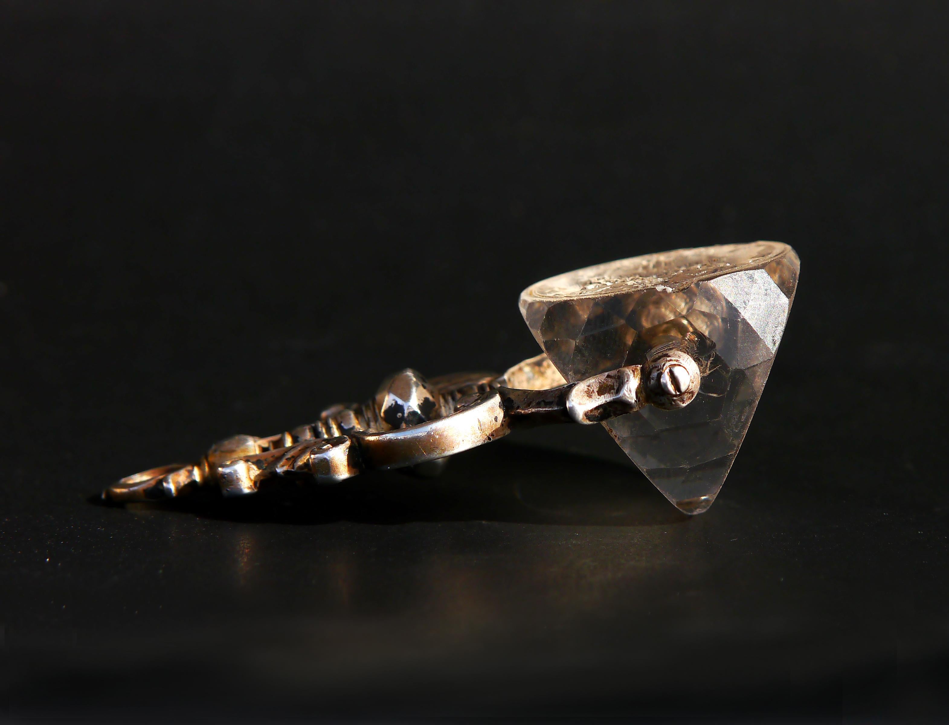 1676 Friedrich von Arenstorff Intaglio Fob wax Seal Rock Crystal Silver en vente 2