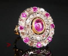 Antique Ring natural 1.8 ctw. Ruby 1.6 ctw Diamonds solid 16K Gold ØUS5.5/ 7.2gr