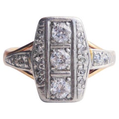 Antique Ring natural 0.8ctw Diamonds solid 14K Gold Ø7 US / 5gr