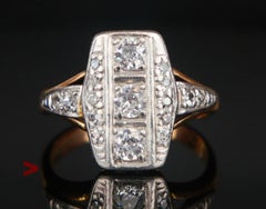 Antique Ring natural 0.8ctw Diamonds solid 14K Gold Ø7 US / 5gr
