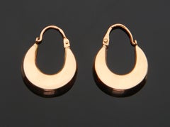 Vintage Creole Bombe Earrings solid 18K Gold / 2.3 gr