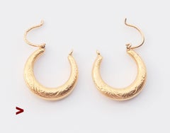 1979 Creole Hoop Earrings solid 18K Gold / 2.1 gr