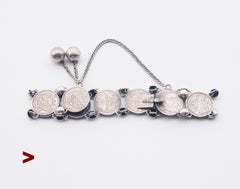 1823–1865 Antikes Armband aus Münzen des Russischen Reiches, 84er Silber / 19 cm / 31 g