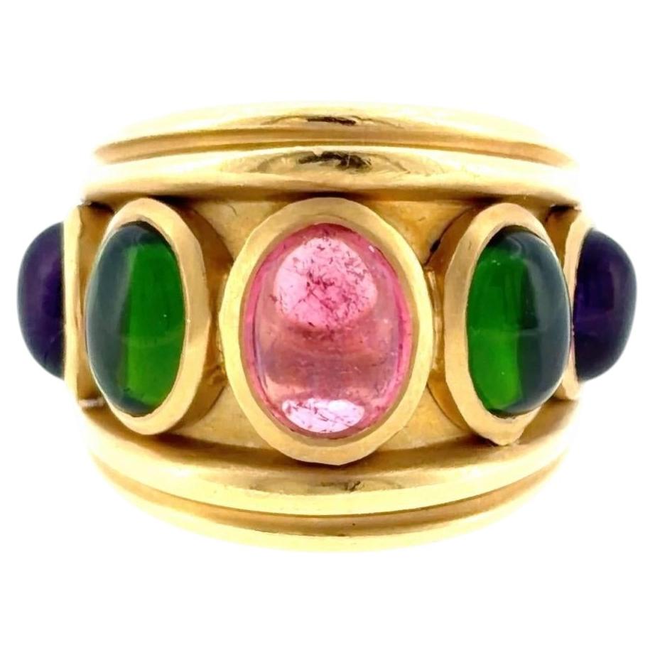 Seidengang 18K Tourmaline Diopside and Amethyst Ring For Sale