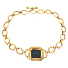 Elizabeth Locke 18K Bloodstone Intaglio Toggle Necklace