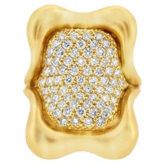 Vintage Donald Huber 18K Gold Pave Diamond Statement Ring