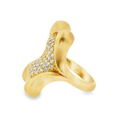 Vintage Donald Huber 18K Gold Pave Diamond Statement Ring