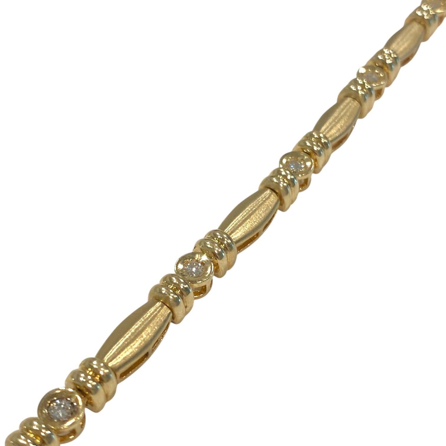 Bracelet vintage en or jaune 14K avec diamants Bon état - En vente à Henderson, NV