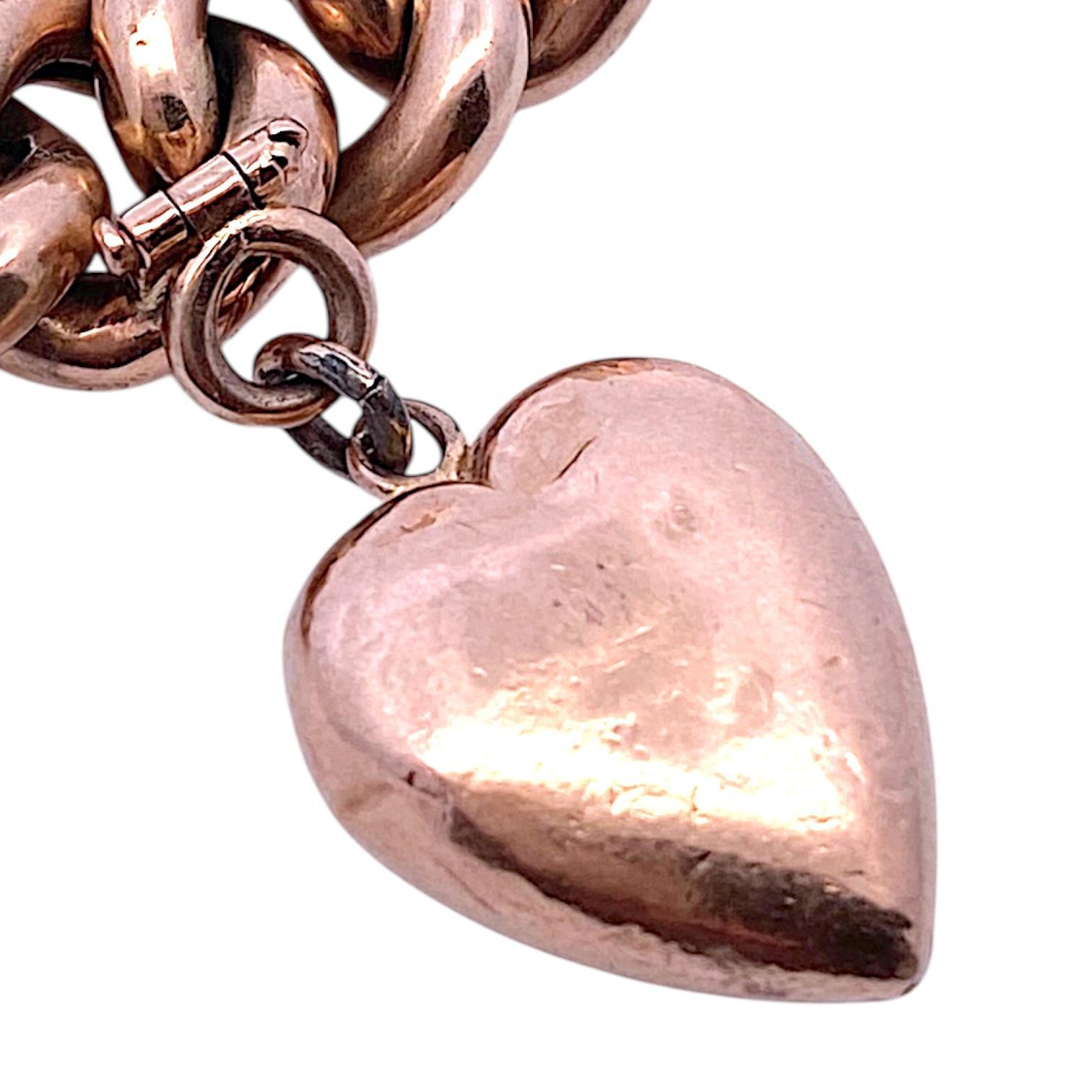 Bracciale Charme Antiques in oro rosa 14 carati con cuore a forma di cordicella in vendita 2