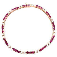 14K Yellow Gold Ruby & Diamond Tennis Bracelet