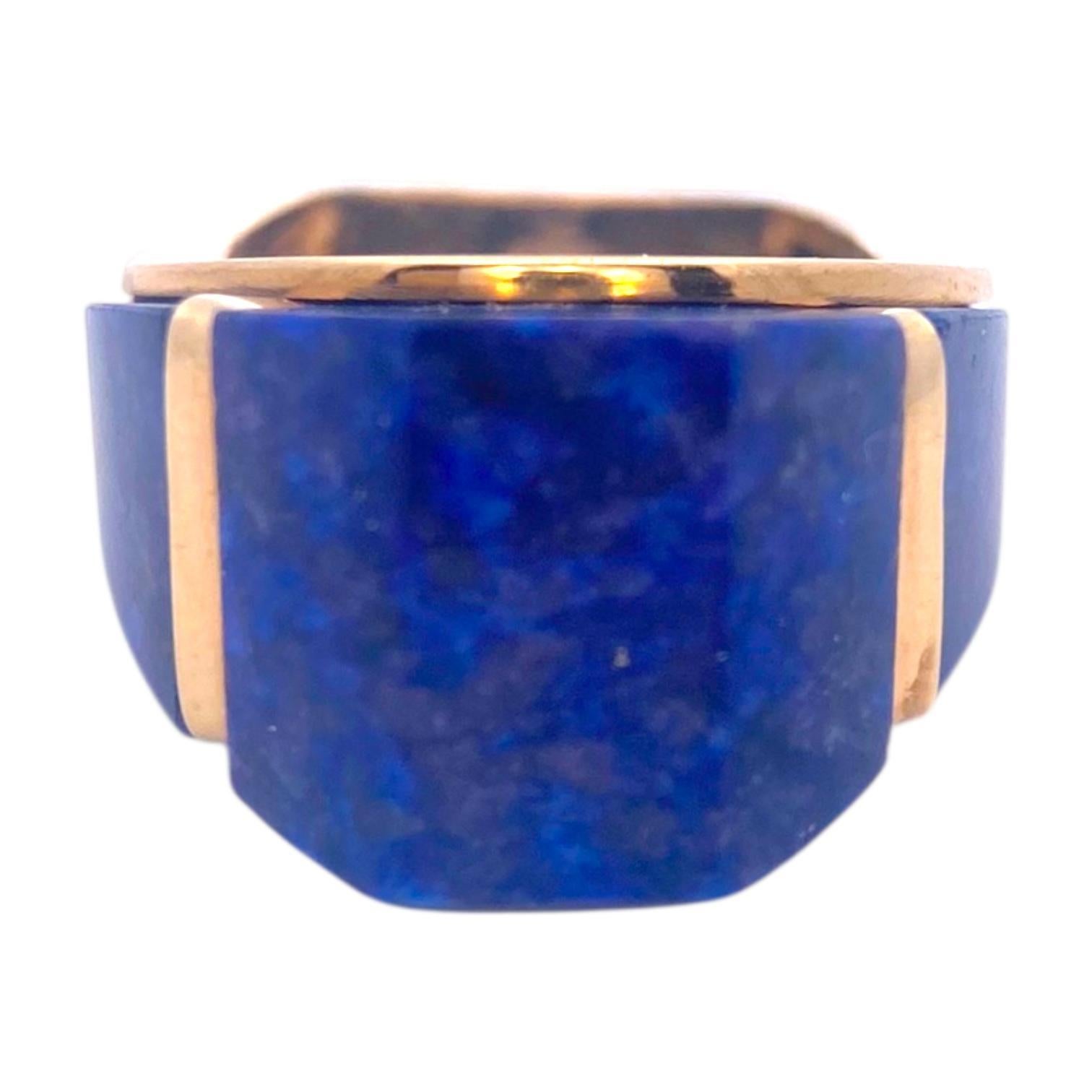 Mid-Century Design 14K Lapis Lazuli Ring (Zeitgenössisch) im Angebot