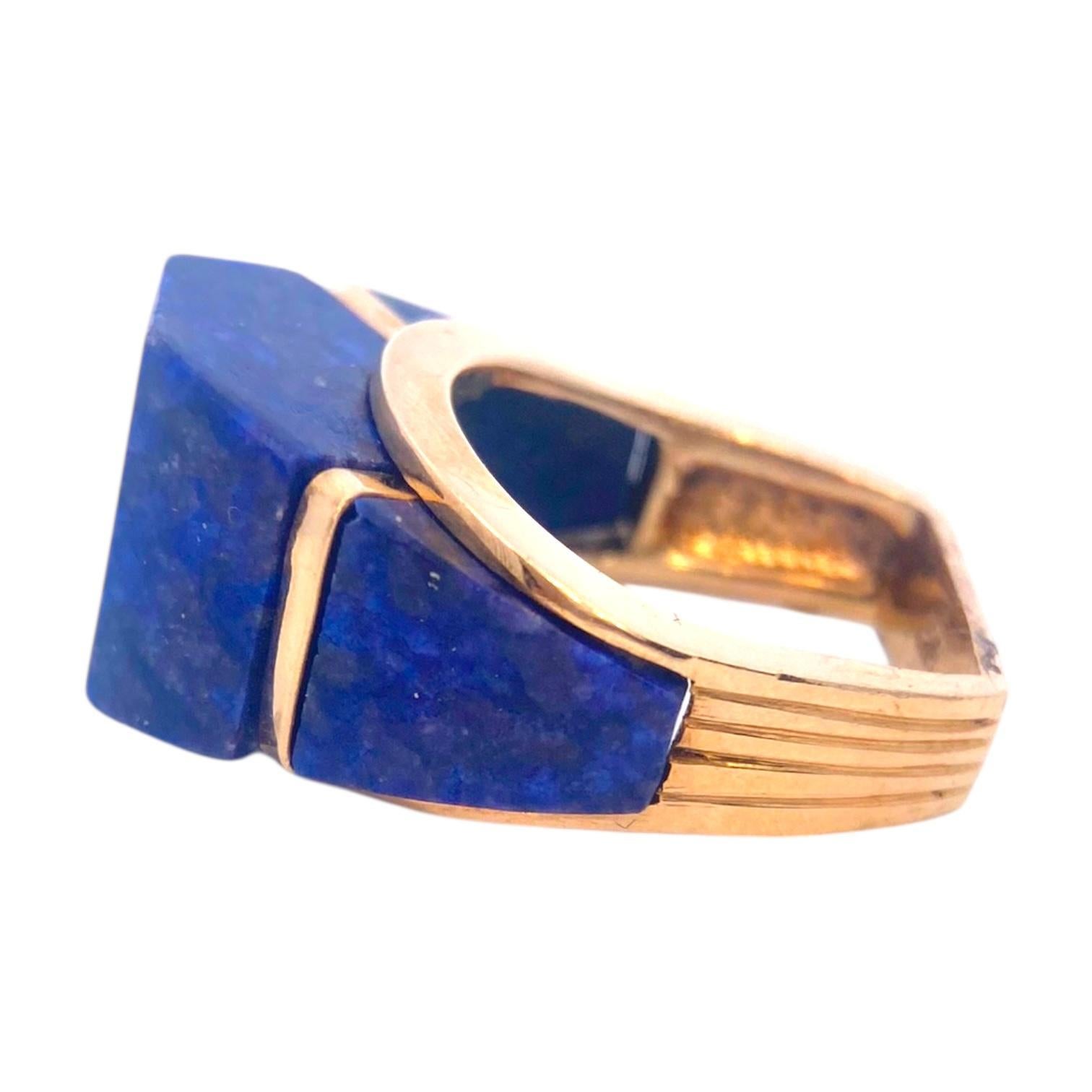 Mid-Century Design 14K Lapis Lazuli Ring im Zustand „Gut“ im Angebot in Henderson, NV
