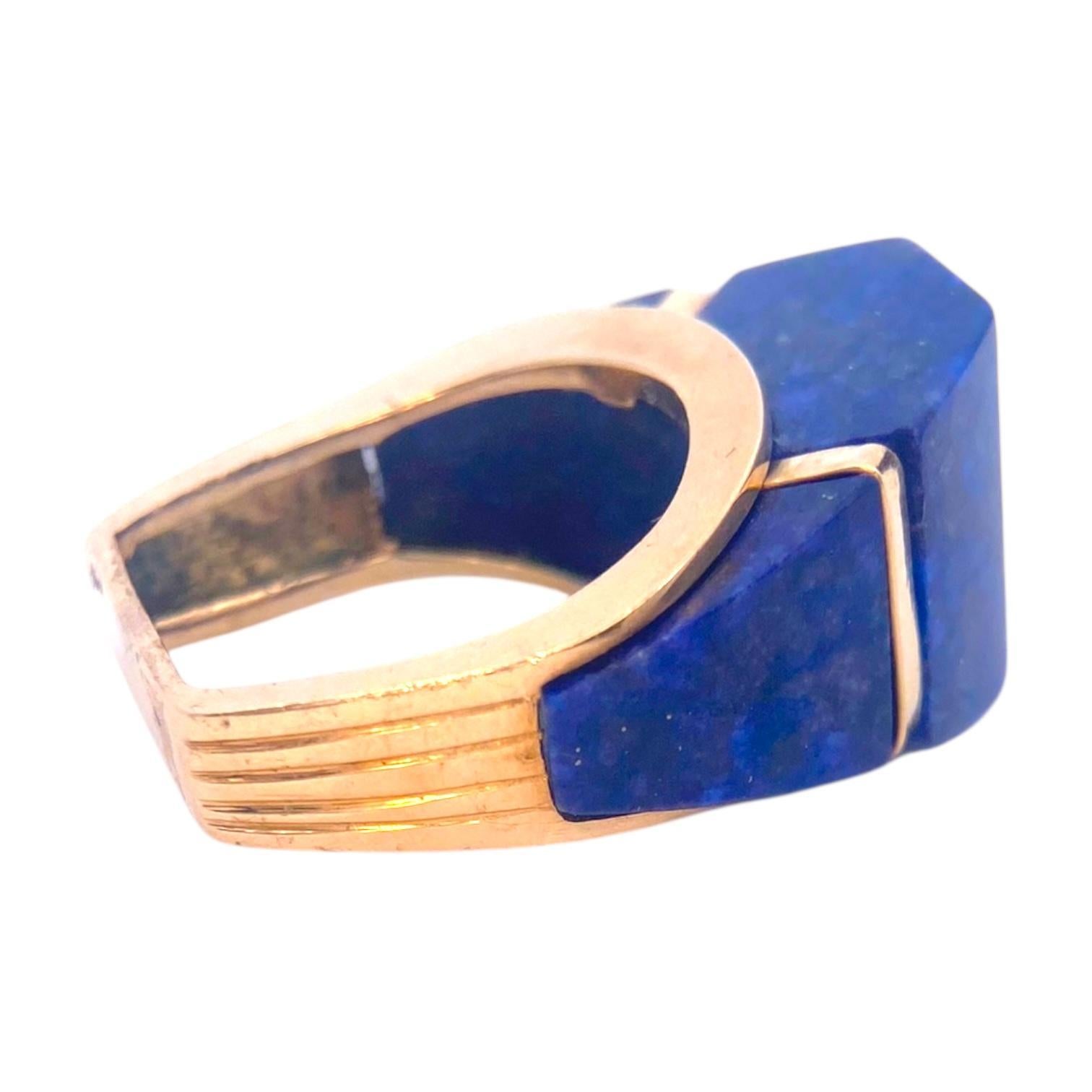 Mid-Century Design 14K Lapis Lazuli Ring Damen im Angebot