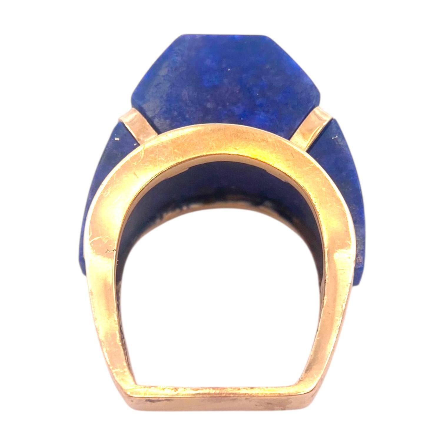 Mid-Century Design 14K Lapis Lazuli Ring im Angebot 1