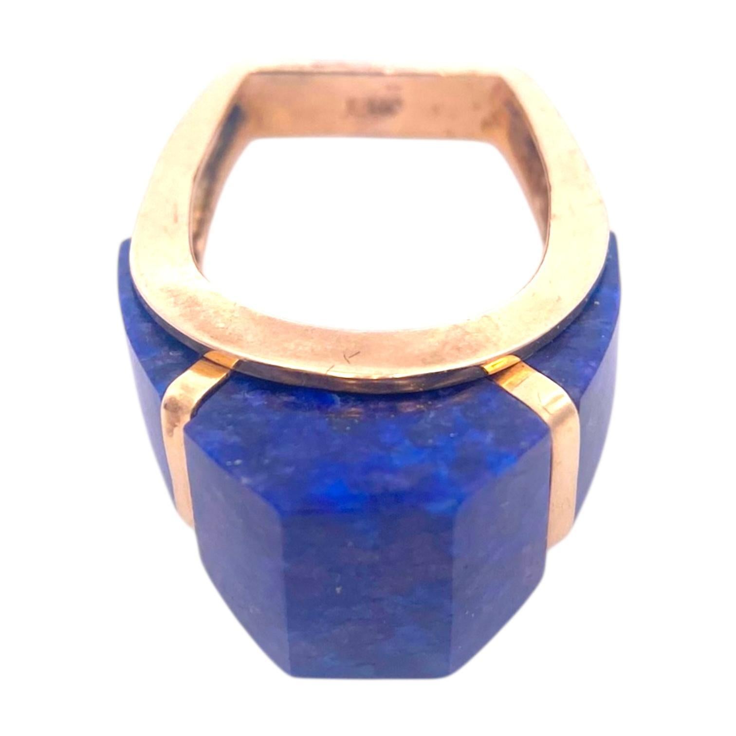 Mid-Century Design 14K Lapis Lazuli Ring im Angebot 2