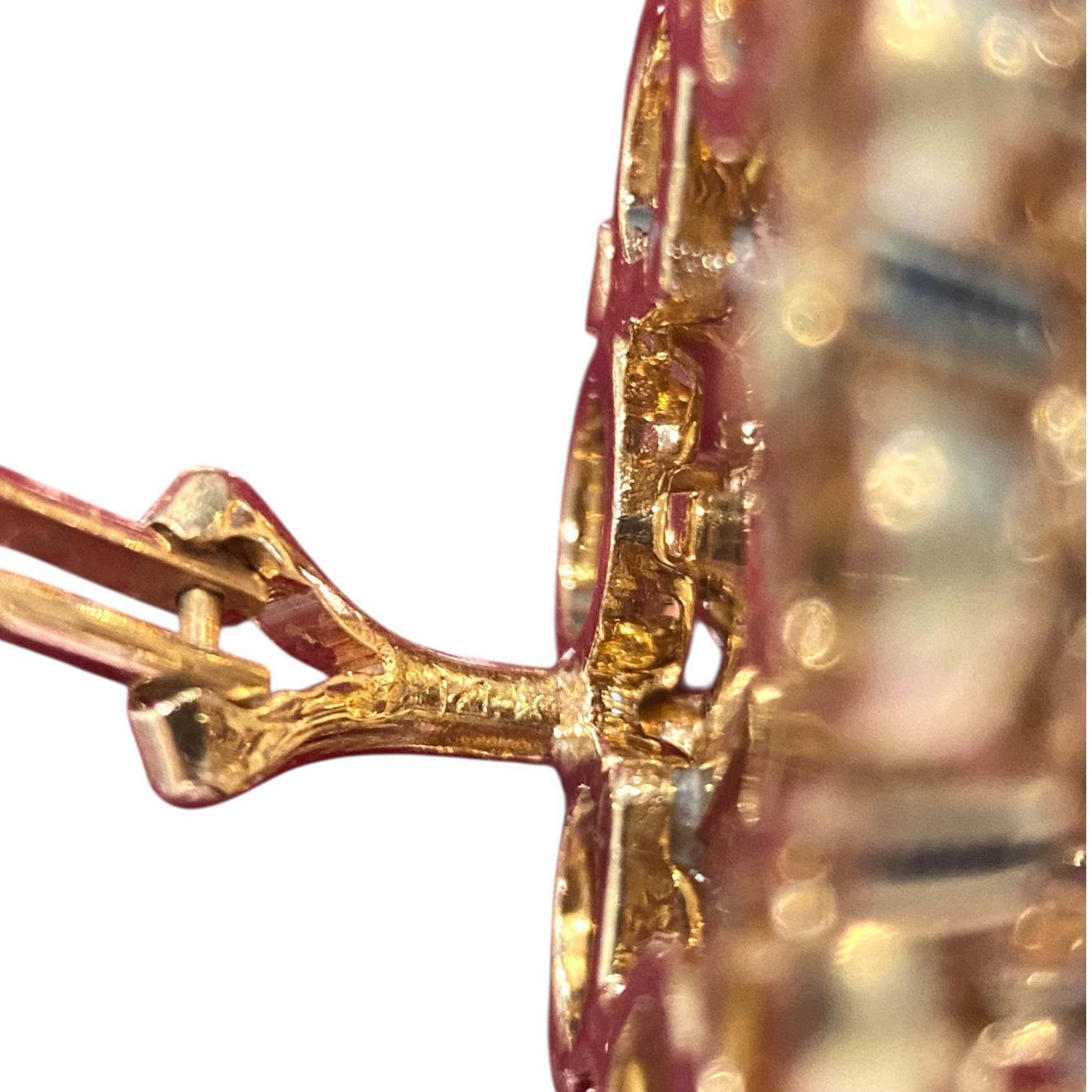 Orecchini a grappolo con diamanti d'epoca in 14K e accenti di smalto in vendita 1