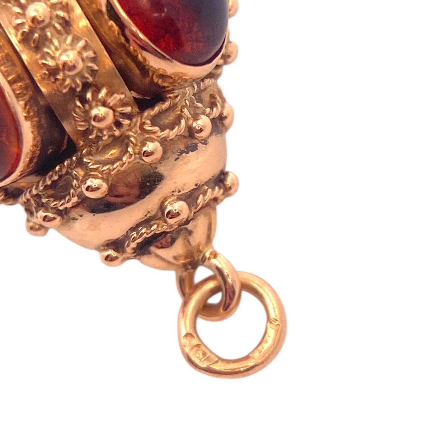 Pendentif à breloque en citrine cabochon de style néo-étrusque italien 18K en vente 2