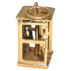 Vintage 14K Gold Articulating Phone Booth Charm Pendant