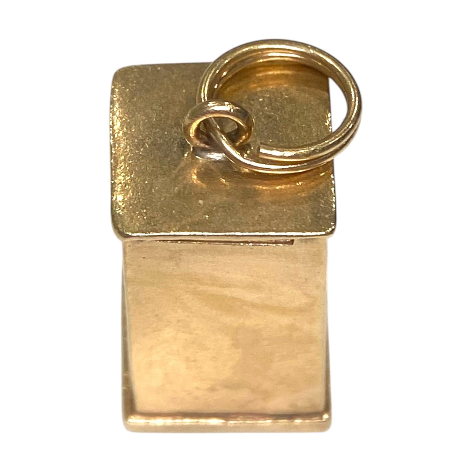 Pendentif à breloque cabine téléphonique articulée en or 14K vintage Unisexe en vente
