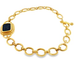 Elizabeth Locke 18K Bloodstone Intaglio Toggle Necklace