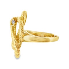 Vintage 18K Gold Coiling Serpent Snake Ring with Diamond
