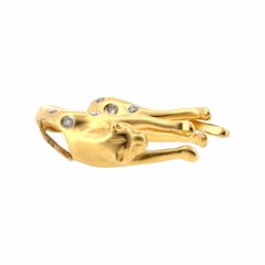 Vintage 14K Gold and Diamond Lazy Panther Pendant
