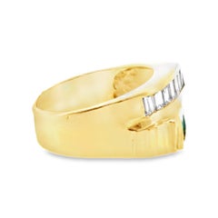 Anello vintage in oro giallo 14 carati con smeraldi e diamanti, misura 7,75