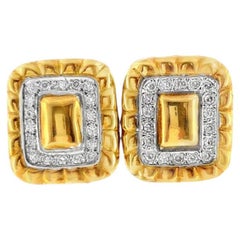 Orecchini vintage Rudolf Friedmann in oro 18 carati con diamanti a forma di cuscino, 0,72 carati in totale