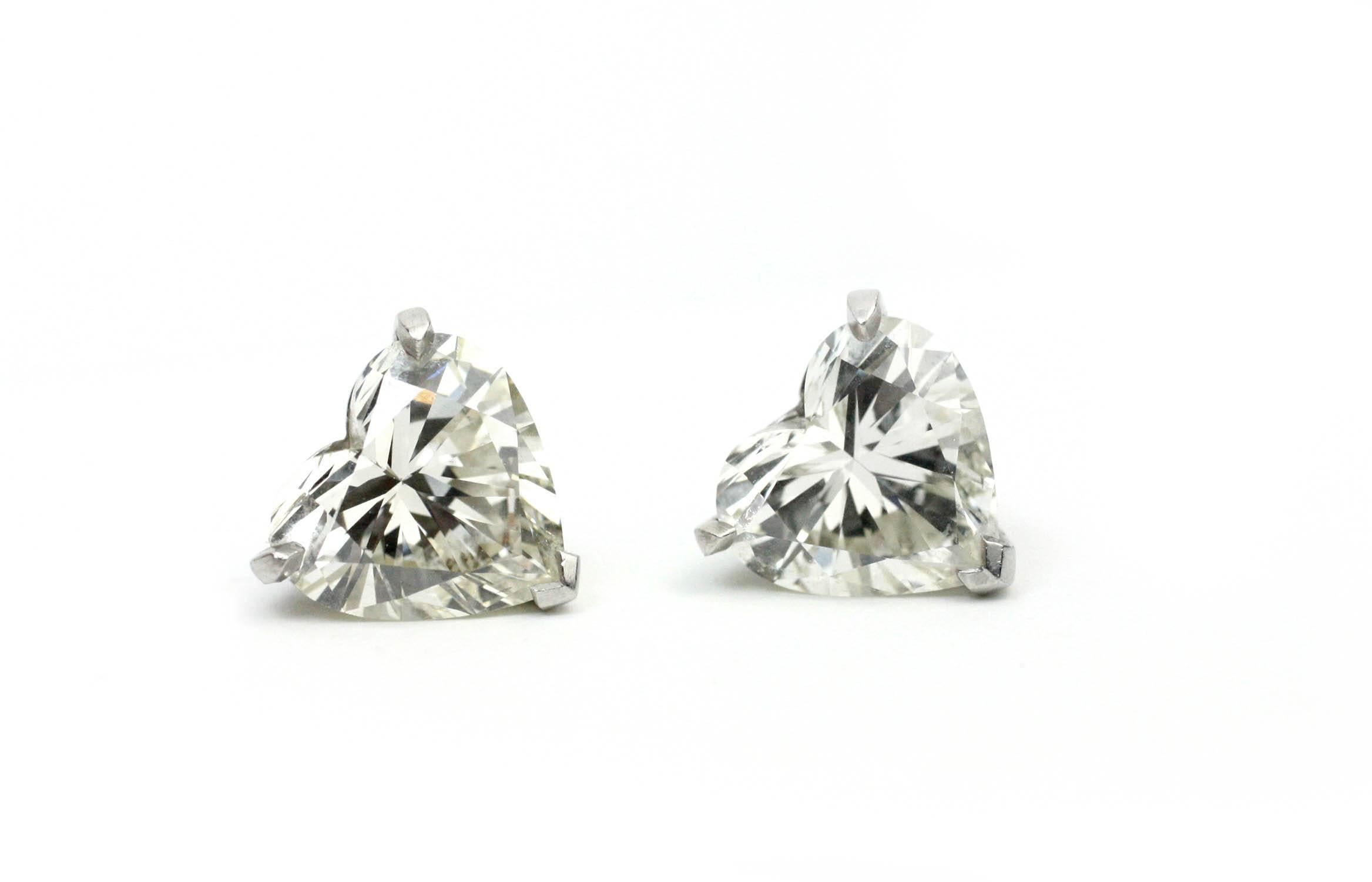 Julius Cohen 6.22 Carat Heart Shaped Diamond Earrings 1