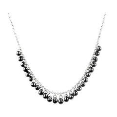 White Gold and Black Diamond Briolette Fringe Necklace