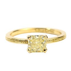 Gold and Fancy Intense Yellow Diamond Granulated Ring